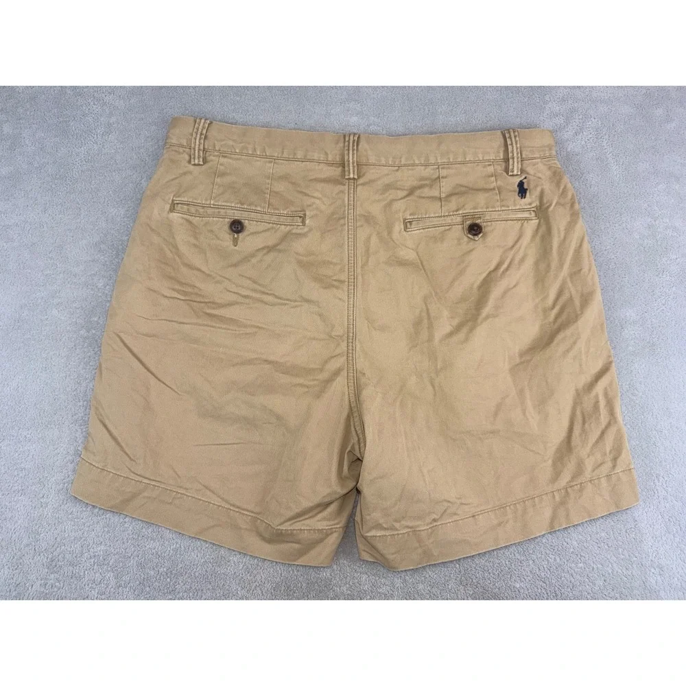 Polo Ralph Lauren Mens 33 Khaki Tan Stretch Classic Fit Chino Shorts Pony Logo